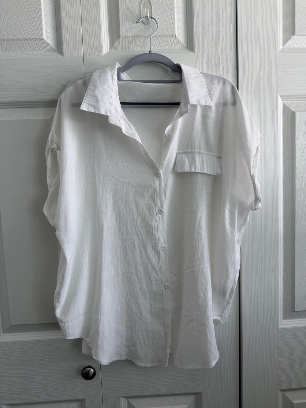 SHEIN White Button-Down Short Sleeve Shirt size 2xl